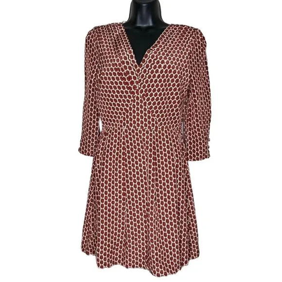 Moon River | Dresses | Moon River Womens Dress Size M Burgundy Brown Print  Vneck A6 | Poshmark